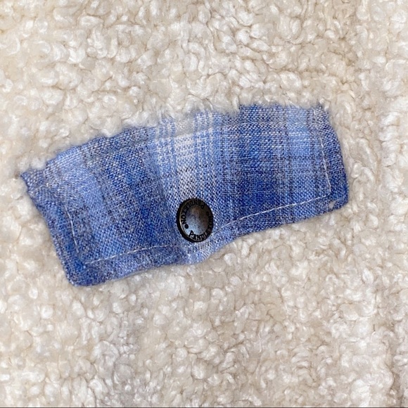 Pendleton Sherpa Cream Zip Jacket Blue Plaid Accents XL Gorpcore cozy - Picture 6 of 15